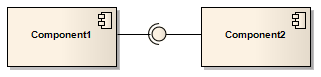 Part of a UML Component diagram showing an Assembly connector between two Component elements.