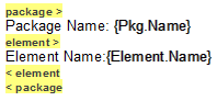 Setting sections and fields to report the Elements in the currently selected Package in Sparx Systems Enterprise Architect.