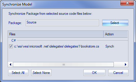 Synchronize Model dialog