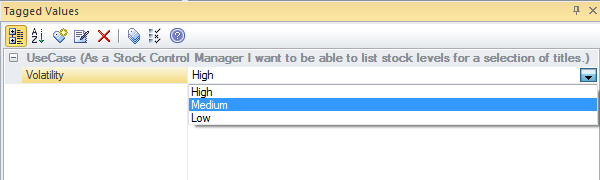 Using an enumerated tagged value in Sparx Systems Enterprise Architect.