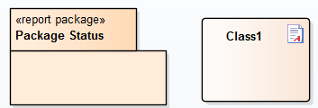 A package stereotyped as <<Report Package>> used for setting up a Virtual Document for generating reports using Sparx Systems Enterprise Architect.