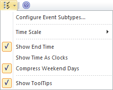 Options menu for the calendar in Sparx Systems Enterprise Architect. Options menu for the calendar in Sparx Systems Enterprise Architect.