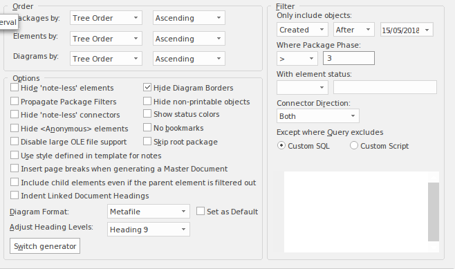Documentation options in Sparx Systems Enterprise Architect. Documentation options in Sparx Systems Enterprise Architect.