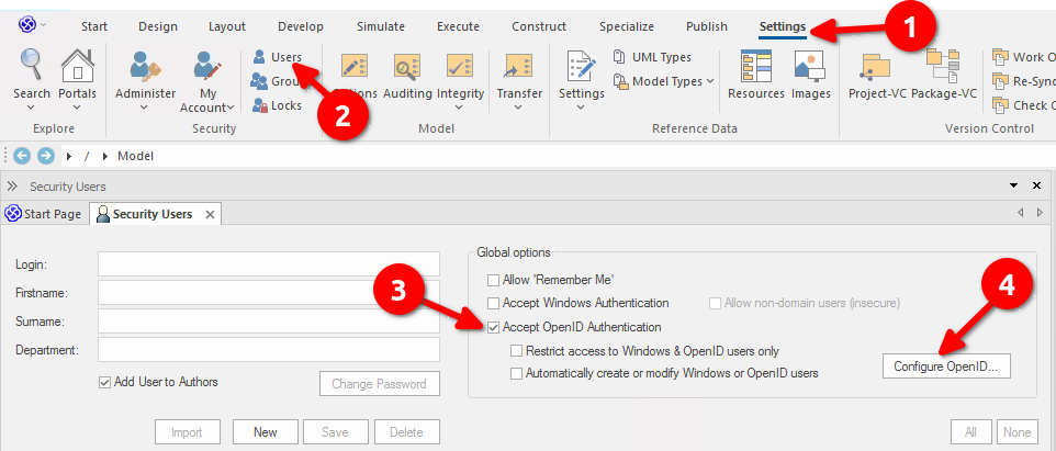 Configure Enterprise Architect model to use OpenID Configure Enterprise Architect model to use OpenID