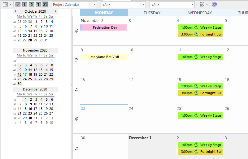 The project calendar in Sparx Systems Enterprise Architect. The project calendar in Sparx Systems Enterprise Architect.