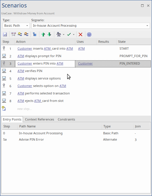 The Structured Scenarios Editor in Sparx Systems Enterprise Architect. The Structured Scenarios Editor in Sparx Systems Enterprise Architect.