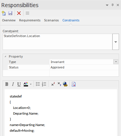 The image shows a State defintion that can be used to perform runtime state analysis of a running program The image shows a State defintion that can be used to perform runtime state analysis of a running program