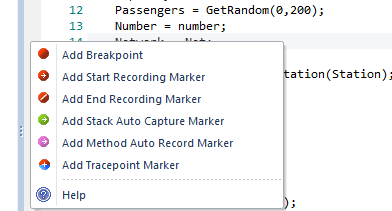 Image showing the various markers available for debugging and recording in Enterprise Architect code editors Image showing the various markers available for debugging and recording in Enterprise Architect code editors